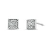 Thumbnail Image 0 of Cubic Zirconia Beaded Three-Dimensional Square Pyramid Stud Earrings in Sterling Silver