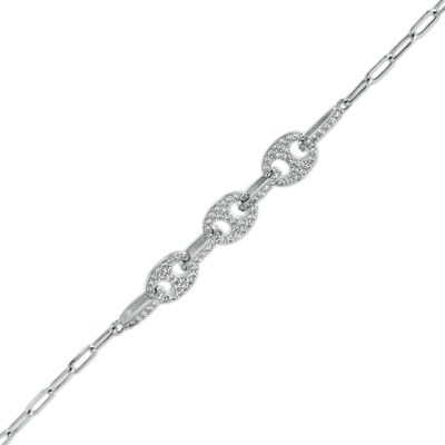 Cubic Zirconia Button Bracelet in Sterling Silver – 7.5"