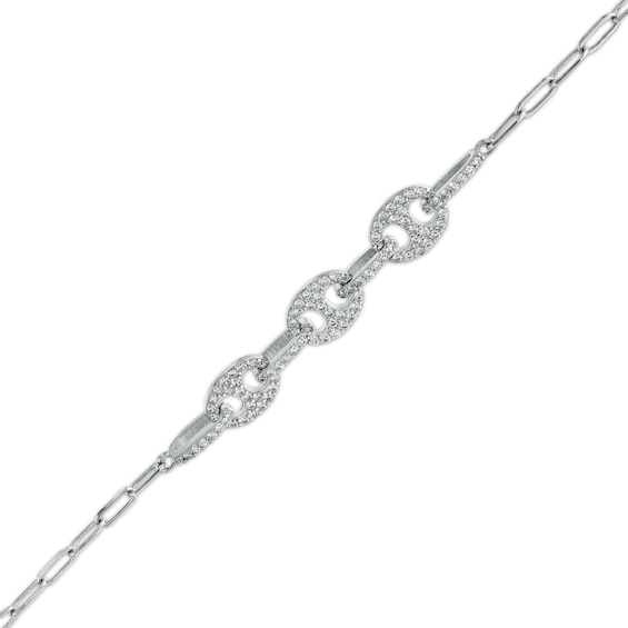 Cubic Zirconia Button Bracelet in Sterling Silver – 7.5"