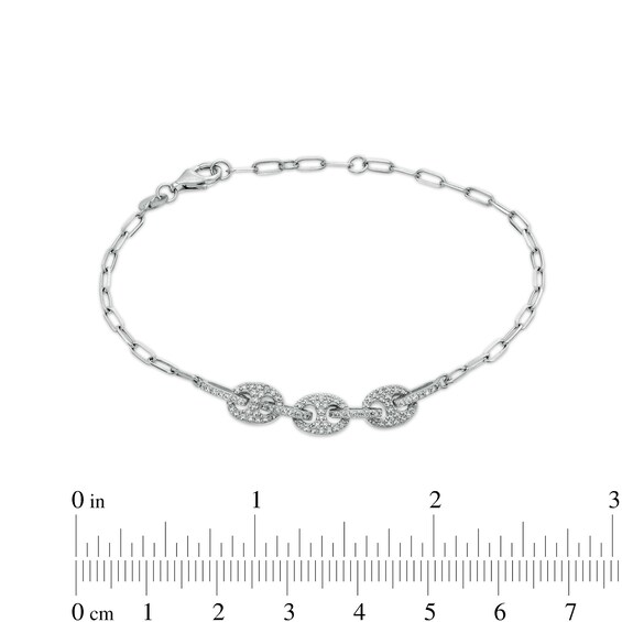 Cubic Zirconia Button Bracelet in Sterling Silver – 7.5"