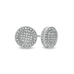1/10 CT. T.W. Composite Diamond Beaded Frame and Outer Edge Stud Earrings in Sterling Silver