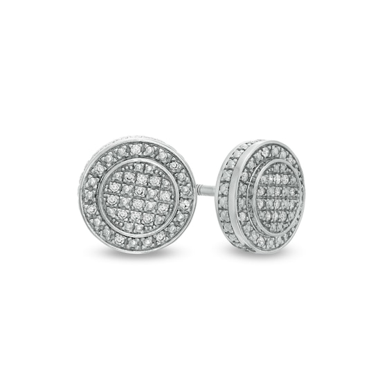 Men's 1/10 CT. T.W. Concave Square Multi-Diamond Stud Earrings in