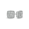Thumbnail Image 0 of 1/8 CT. T.W. Quad Diamond Concave Square and Cushion Double Frame Stud Earrings in Sterling Silver