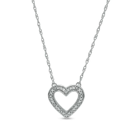 1/20 CT. T.W. Diamond Heart Outline Necklace in Sterling Silver