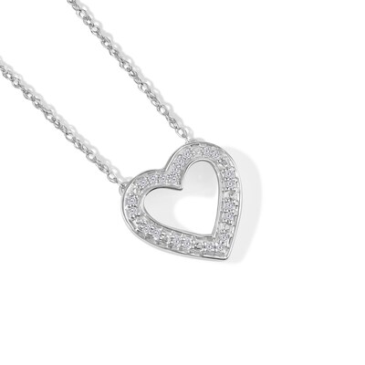Sterling Silver 1/20 CT. T.W. Diamond Heart Outline Pendant - 17.5"