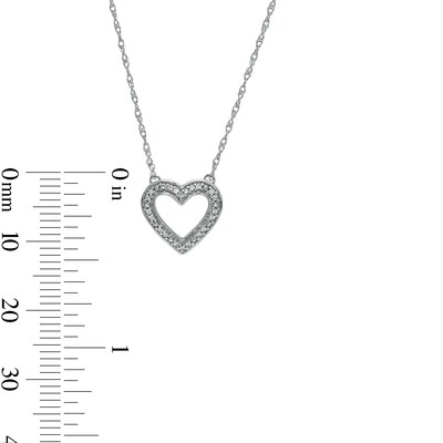 Sterling Silver 1/20 CT. T.W. Diamond Heart Outline Pendant - 17.5"