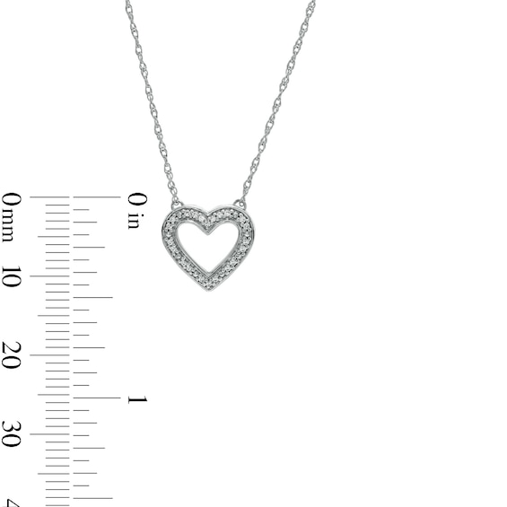 Sterling Silver 1/20 CT. T.W. Diamond Heart Outline Pendant - 17.5"