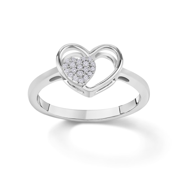 1/20 CT. T.W. Diamond Double Heart Ring in Sterling Silver