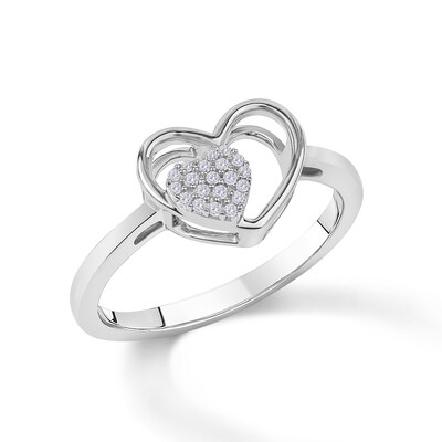 1/20 CT. T.W. Diamond Double Heart Ring in Sterling Silver
