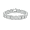 Thumbnail Image 0 of Baguette and Round Cubic Zirconia Cluster Octagonal Frame Bracelet in Solid Sterling Sliver - 8.3"