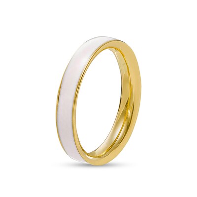 3mm White Enamel Eternity Band in 10K Gold - Size 7