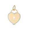 Made in Italy Diamond-Cut Border Mirrored Heart Lock Two-Tone Necklace Charm in 10K Gold