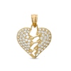 Thumbnail Image 1 of Cubic Zirconia Mended Broken Heart Necklace Charm in 10K Solid Gold