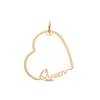 Thumbnail Image 0 of Made in Italy Cursive "Queen" Tilted Heart Outline Necklace Charm in 10K Solid Gold