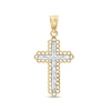 Thumbnail Image 1 of Diamond-Cut Filigree Lace Frame Cross Two-Tone Necklace Charm in 10K Solid Gold