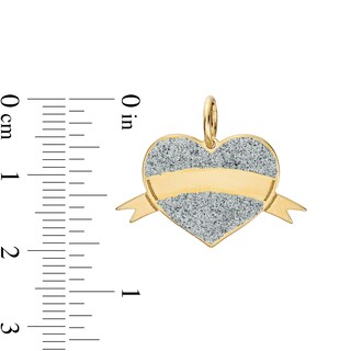 Made in Italy Glitter Enamel with Banner Ribbon Mini Heart Necklace Charm in 10K Gold