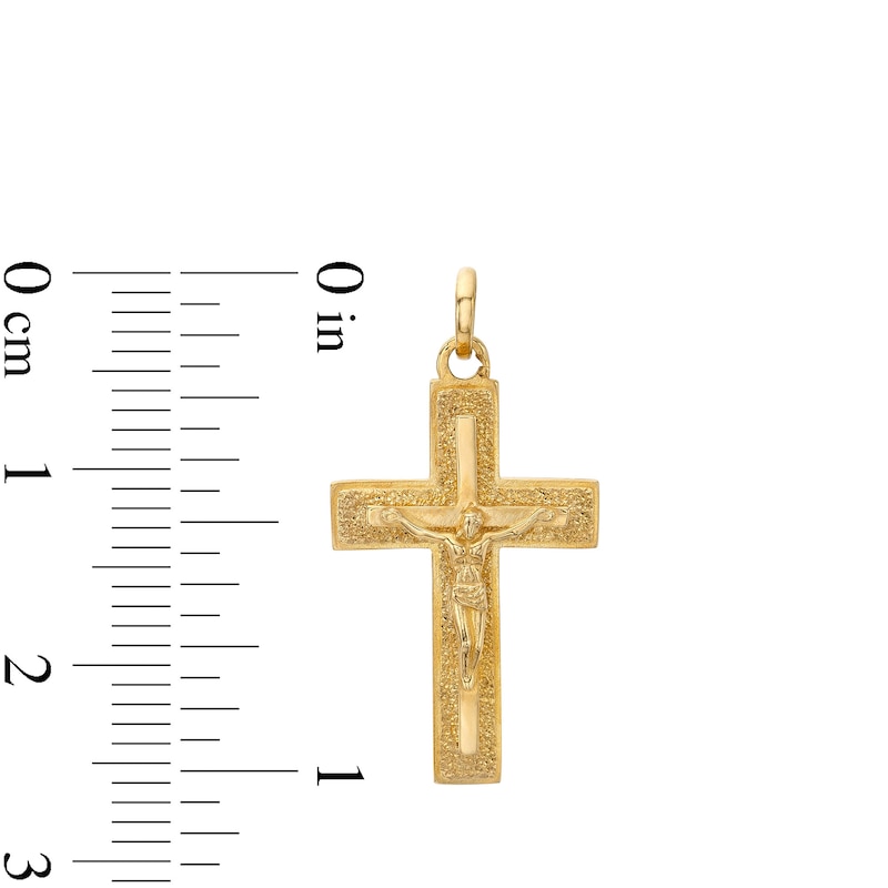 Multi-Finish Layered Crucifix Necklace Charm in 10K Solid Gold