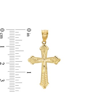 Diamond-Cut Leaf Flare-Ends Cross Necklace Charm in 10K Gold