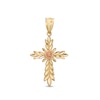 Thumbnail Image 1 of Diamond-Cut Mirrored Leaf with Rose Cross Two-Tone Necklace Charm in 10K Gold