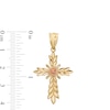 Thumbnail Image 2 of Diamond-Cut Mirrored Leaf with Rose Cross Two-Tone Necklace Charm in 10K Gold