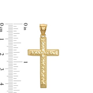 Multi-Finish Nugget Cross Necklace Charm in 10K Solid Gold
