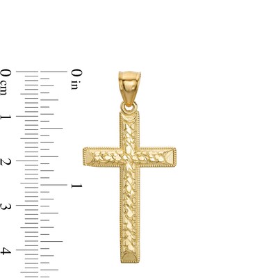 Multi-Finish Nugget Cross Necklace Charm in 10K Solid Gold