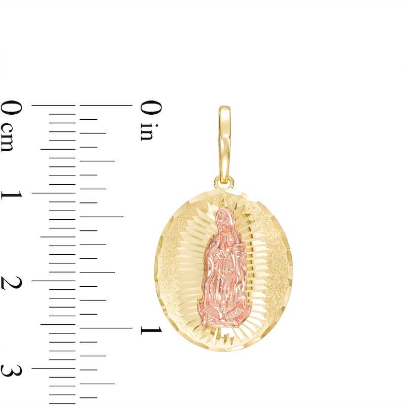 Diamond-Cut Virgin Mary Oval Two-Tone Necklace Charm in 10K Gold