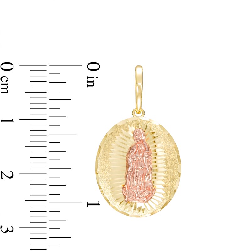 Diamond-Cut Virgin Mary Oval Two-Tone Necklace Charm in 10K Gold