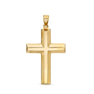 36 x 23mm Three-Dimensional Cross Necklace Charm in 10K Stamp Hollow Gold