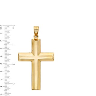 36 x 23mm Three-Dimensional Cross Necklace Charm in 10K Stamp Hollow Gold