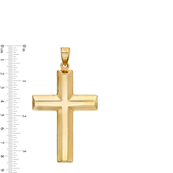36 x 23mm Three-Dimensional Cross Necklace Charm in 10K Stamp Hollow Gold