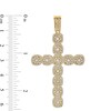 Thumbnail Image 2 of Cubic Zirconia Cluster Cushion Frame Cross Necklace Charm in 10K Gold