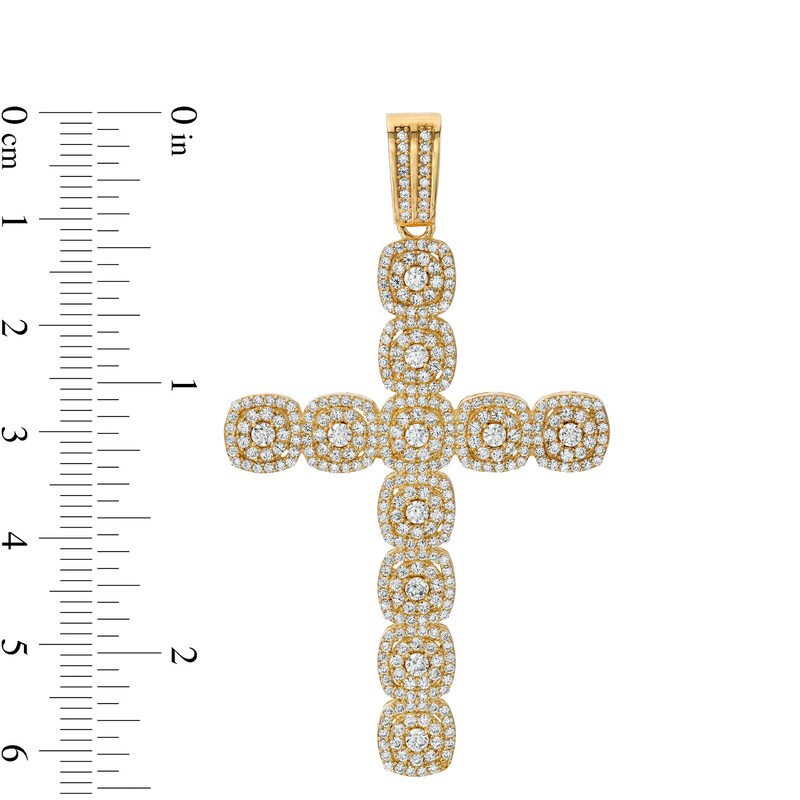 Main Image 2 of Cubic Zirconia Cluster Cushion Frame Cross Necklace Charm in 10K Gold