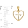Thumbnail Image 2 of Cubic Zirconia Cross in Heart Outline Necklace Charm in 10K Solid Gold