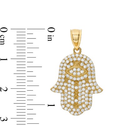 Cubic Zirconia Hamsa with Evil Eye in 10K Solid Gold
