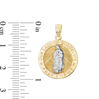 Multi-Finish Our Lady of Guadalupe Medallion Two-Tone Necklace Charm in 10K Gold