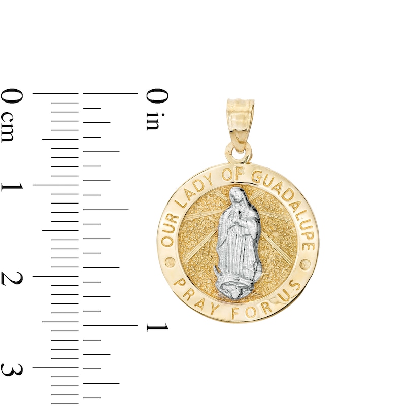 Multi-Finish Our Lady of Guadalupe Medallion Two-Tone Necklace Charm in 10K Gold