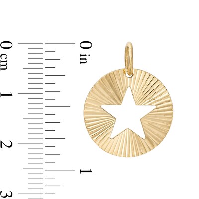 Made in Italy Cut-Out Star Diamond-Cut Sunburst Disc Necklace Charm in 10K Gold