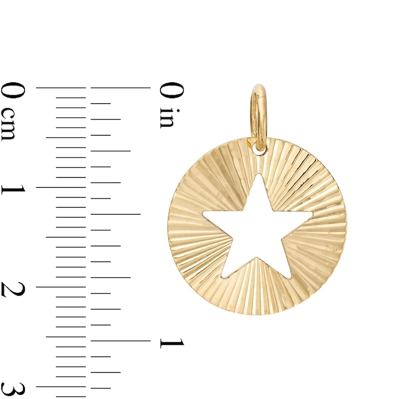 Main Image 2 of Made in Italy Cut-Out Star Diamond-Cut Sunburst Disc Necklace Charm in 10K Gold