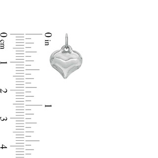 11 x 12mm Mini Puff Heart Hollow Necklace Charm in Sterling Silver