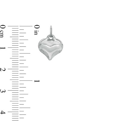 11 x 12mm Mini Puff Heart Hollow Necklace Charm in Sterling Silver