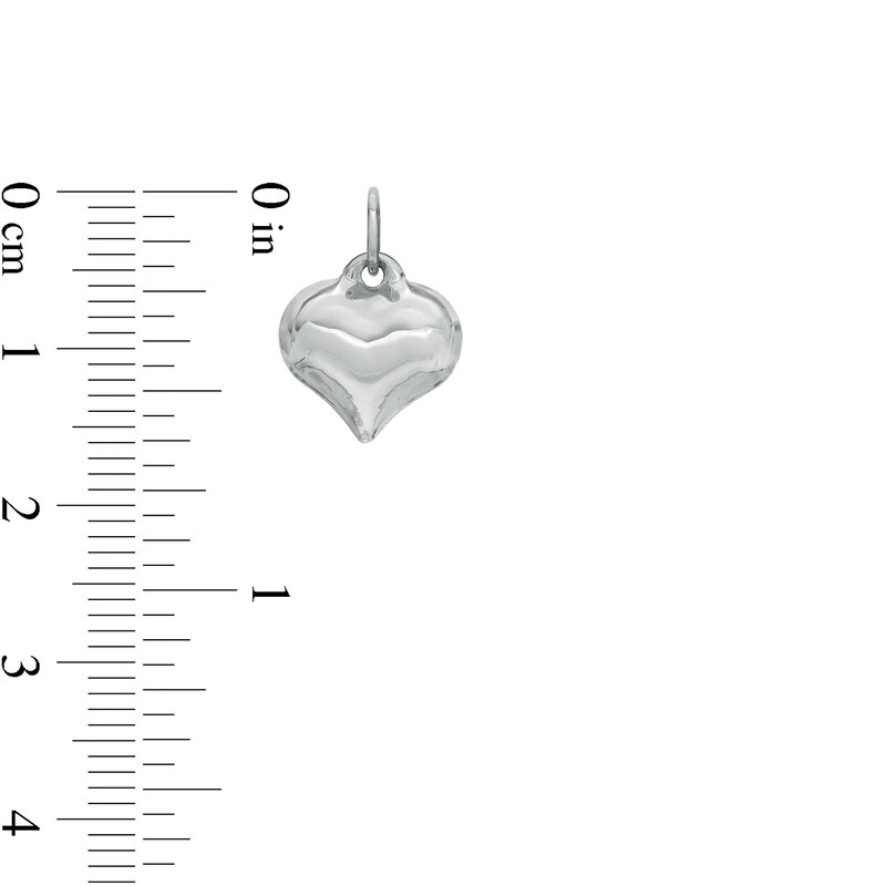 Main Image 2 of 11 x 12mm Mini Puff Heart Hollow Necklace Charm in Sterling Silver