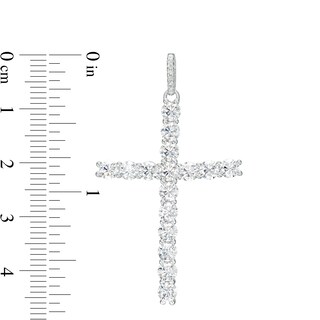 Cubic Zirconia Cross Necklace Charm in Solid Sterling Silver