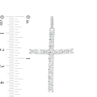 Cubic Zirconia Cross Necklace Charm in Solid Sterling Silver