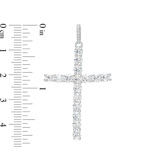 Cubic Zirconia Cross Necklace Charm in Solid Sterling Silver