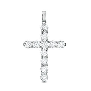 5mm Cubic Zirconia Large Cross Necklace Charm in Sterling Silver