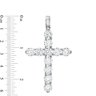 5mm Cubic Zirconia Large Cross Necklace Charm in Sterling Silver