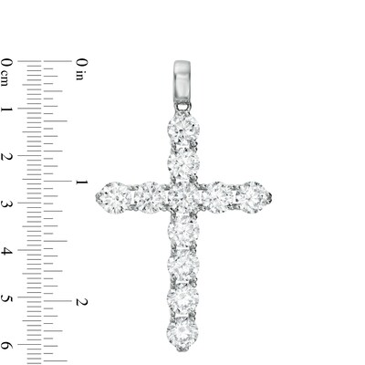 5mm Cubic Zirconia Large Cross Necklace Charm in Sterling Silver