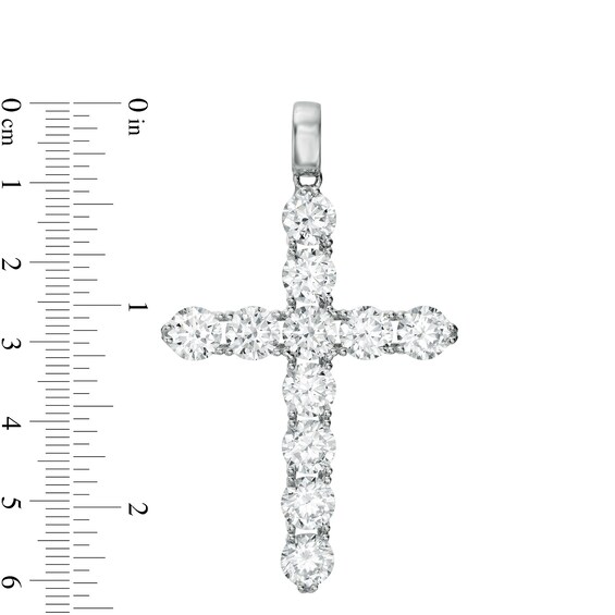 5mm Cubic Zirconia Large Cross Necklace Charm in Sterling Silver