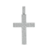 Thumbnail Image 1 of Cubic Zirconia Triple Row Block Cross Necklace Charm in Sterling Silver